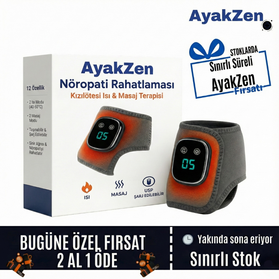 AyakZen Isıtmalı Masajlı Ayak Bandı – Yanan ve Sızlayan Ayaklar İçin Rahatlama Desteği